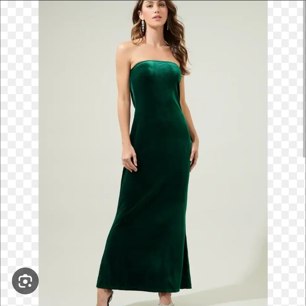 Gianni Bini Green Strapless Slip Dress Cocktail Velvet Xl Nwt